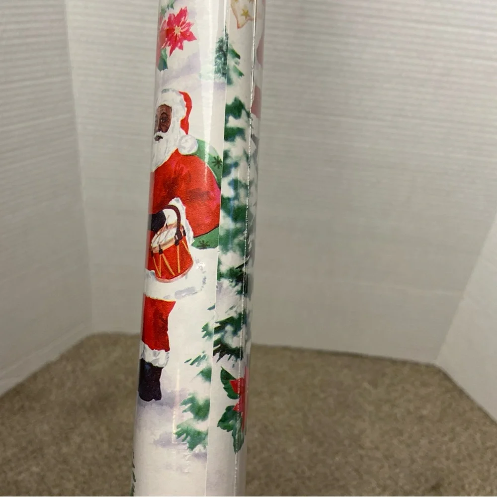 Vintage African‎ American Santa Claus Wrapping Paper 40sq ft, unopened.